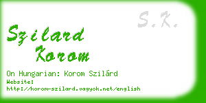 szilard korom business card