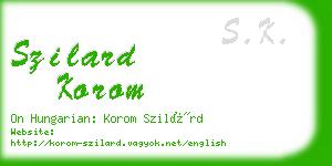 szilard korom business card